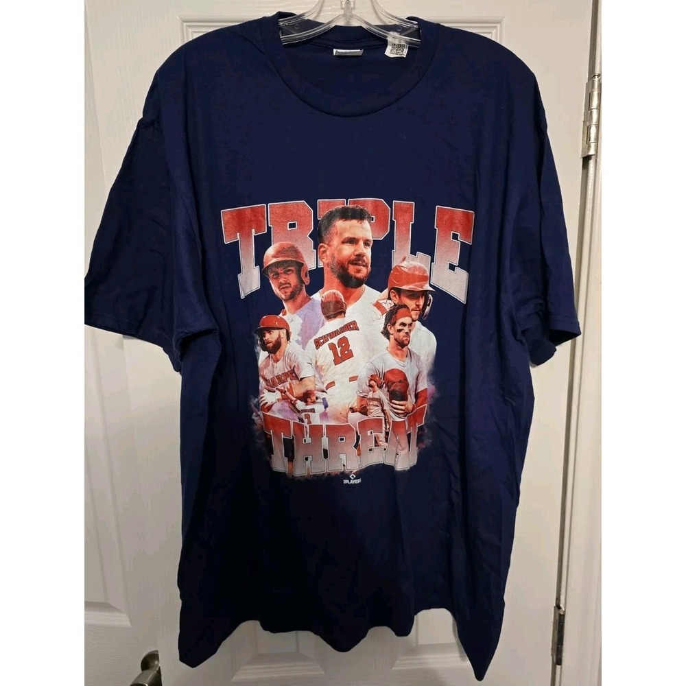 Phillies Triple Threat Mens Size 2XL Short Sleeve T-shirt Blue Bryce Harper MLB
